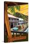 Old Lahaina Fishing Town with Surfer, Maui, Hawaii-Lantern Press-Stretched Canvas