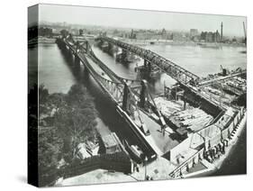 Old Lambeth Bridge with Temporary Footbridge Alongside, London, before 1932-null-Stretched Canvas