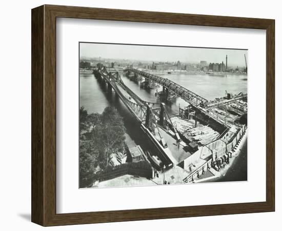 Old Lambeth Bridge with Temporary Footbridge Alongside, London, before 1932-null-Framed Photographic Print