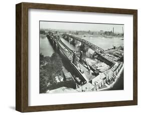 Old Lambeth Bridge with Temporary Footbridge Alongside, London, before 1932-null-Framed Photographic Print