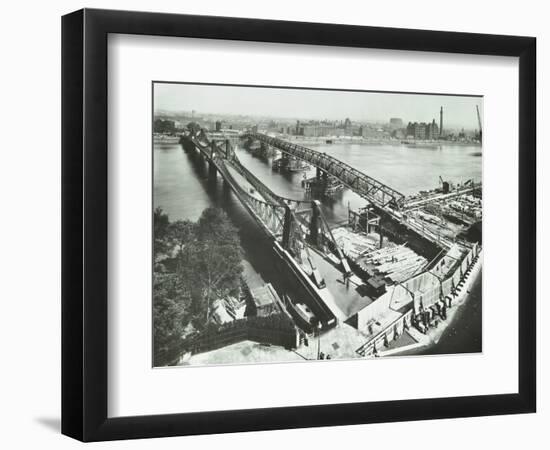 Old Lambeth Bridge with Temporary Footbridge Alongside, London, before 1932-null-Framed Photographic Print