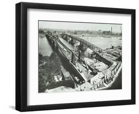 Old Lambeth Bridge with Temporary Footbridge Alongside, London, before 1932-null-Framed Photographic Print