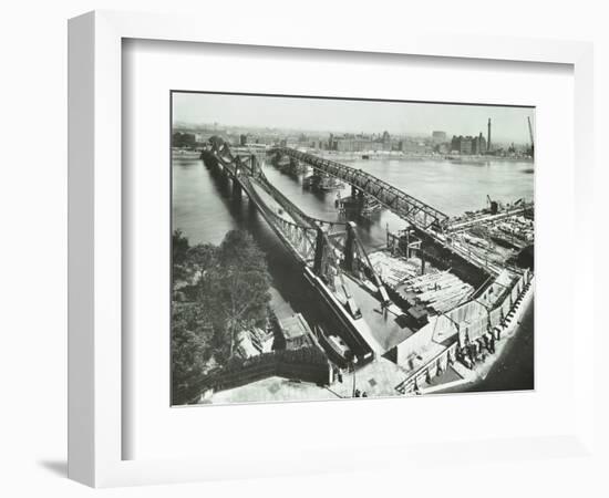 Old Lambeth Bridge with Temporary Footbridge Alongside, London, before 1932-null-Framed Photographic Print