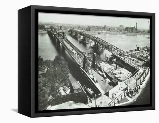 Old Lambeth Bridge with Temporary Footbridge Alongside, London, before 1932-null-Framed Stretched Canvas