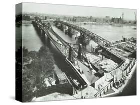 Old Lambeth Bridge with Temporary Footbridge Alongside, London, before 1932-null-Stretched Canvas