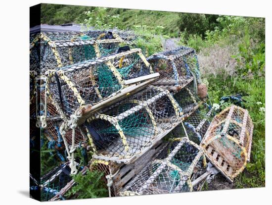 Old Lobster Pots at Catterline, Aberdeenshire, Scotland, United Kingdom, Europe-Mark Sunderland-Stretched Canvas