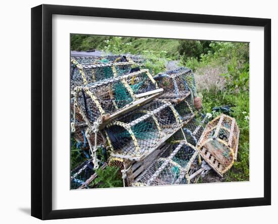 Old Lobster Pots at Catterline, Aberdeenshire, Scotland, United Kingdom, Europe-Mark Sunderland-Framed Premium Photographic Print