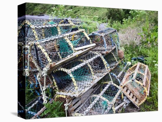 Old Lobster Pots at Catterline, Aberdeenshire, Scotland, United Kingdom, Europe-Mark Sunderland-Stretched Canvas