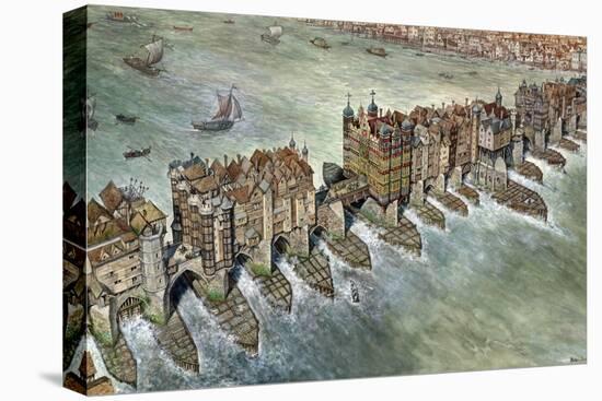 Old London Bridge, C 1600-Peter Jackson-Stretched Canvas