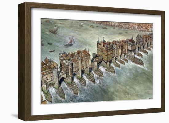 Old London Bridge, C 1600-Peter Jackson-Framed Giclee Print