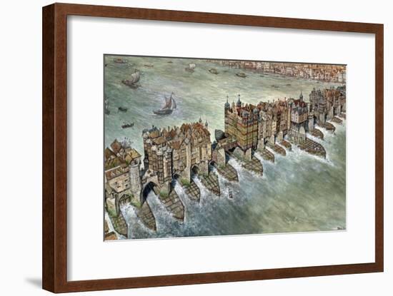 Old London Bridge, C 1600-Peter Jackson-Framed Giclee Print