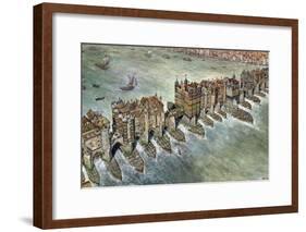 Old London Bridge, C 1600-Peter Jackson-Framed Giclee Print