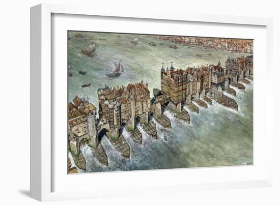 Old London Bridge, C 1600-Peter Jackson-Framed Giclee Print