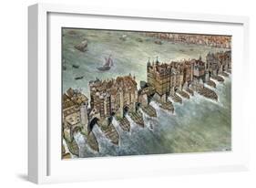 Old London Bridge, C 1600-Peter Jackson-Framed Giclee Print