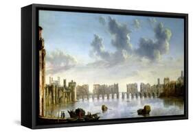 Old London Bridge-Claude de Jongh-Framed Stretched Canvas