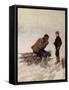 Old man and a boy on the ice-Erik Theodor Werenskiold-Framed Stretched Canvas