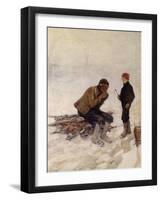 Old man and a boy on the ice-Erik Theodor Werenskiold-Framed Giclee Print