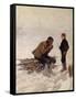 Old man and a boy on the ice-Erik Theodor Werenskiold-Framed Stretched Canvas