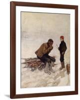 Old man and a boy on the ice-Erik Theodor Werenskiold-Framed Giclee Print