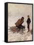 Old man and a boy on the ice-Erik Theodor Werenskiold-Framed Stretched Canvas