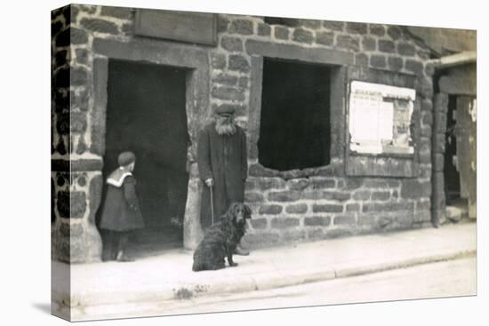 Old Man and a Dog on a Street-null-Stretched Canvas