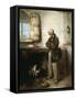 Old Man and Dog, Circa 1855-Domenico Induno-Framed Stretched Canvas