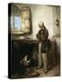 Old Man and Dog, Circa 1855-Domenico Induno-Stretched Canvas