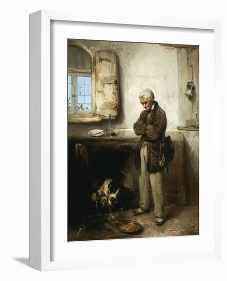 Old Man and Dog, Circa 1855-Domenico Induno-Framed Giclee Print