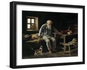 Old Man and his Cat, 1887-Ivan Andreivich Pelevin-Framed Giclee Print