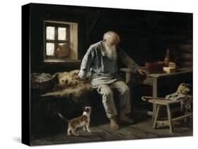 Old Man and his Cat, 1887-Ivan Andreivich Pelevin-Stretched Canvas