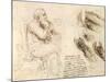 Old Man and Water Studies, 1513-Leonardo da Vinci-Mounted Giclee Print