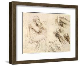 Old Man and Water Studies, 1513-Leonardo da Vinci-Framed Giclee Print