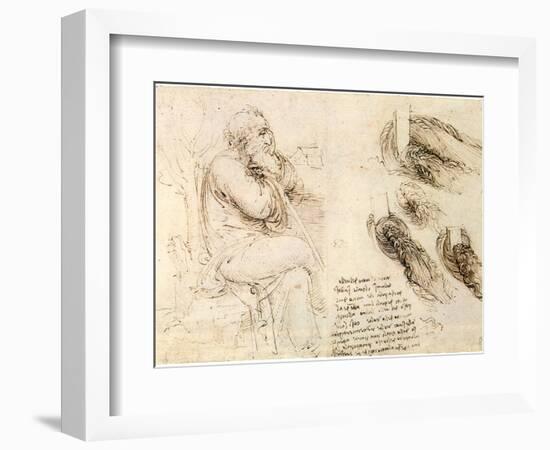 Old Man and Water Studies, 1513-Leonardo da Vinci-Framed Giclee Print