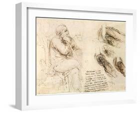 Old Man and Water Studies, 1513-Leonardo da Vinci-Framed Giclee Print