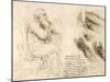 Old Man and Water Studies, 1513-Leonardo da Vinci-Mounted Giclee Print