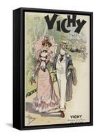 Old Man and Young Girl Walking, Advertisement for Vichy-null-Framed Stretched Canvas