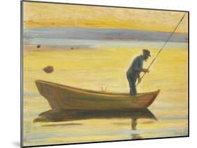 Old Man Fishing from a Boat-Michael Ancher-Mounted Giclee Print