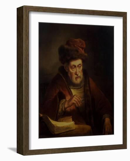 Old Man Holding a Pair of Spectacles-Karel van der Pluym-Framed Giclee Print