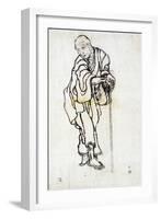 Old Man Leaning on His Stick by Ogata Korin (1658-1716)-null-Framed Giclee Print