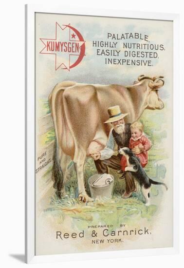 Old Man Milking Cow, with Child and Cat-null-Framed Giclee Print