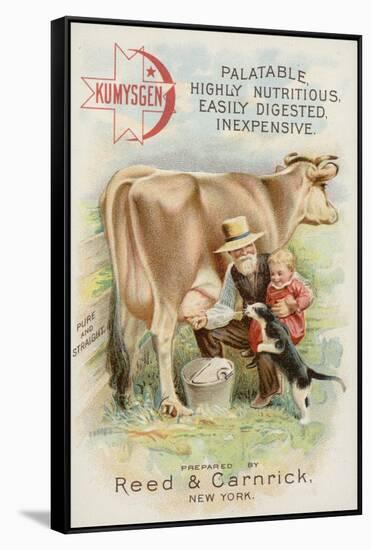 Old Man Milking Cow, with Child and Cat-null-Framed Stretched Canvas