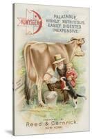 Old Man Milking Cow, with Child and Cat-null-Stretched Canvas