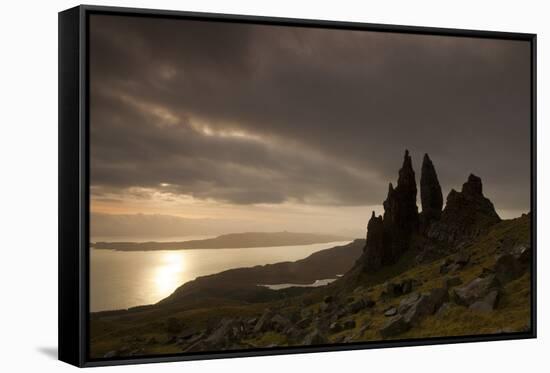 Old Man of Storr at Dawn, Skye, Inner Hebrides, Scotland, UK, January 2011-Peter Cairns-Framed Stretched Canvas