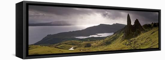 Old Man of Storr, Loch Leathan and Raasay Sound, Trotternish, Isle of Skye, Scotland-Patrick Dieudonne-Framed Stretched Canvas