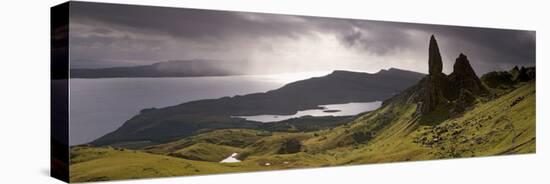 Old Man of Storr, Loch Leathan and Raasay Sound, Trotternish, Isle of Skye, Scotland-Patrick Dieudonne-Stretched Canvas