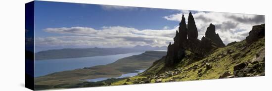Old Man of Storr, Loch Leathan and Raasay Sound, Trotternish, Isle of Skye, Scotland-Patrick Dieudonne-Stretched Canvas