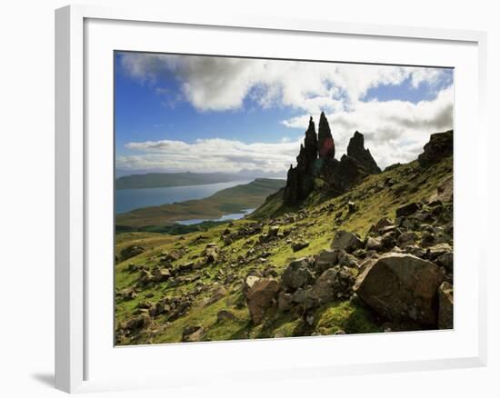 Old Man of Storr, Overlooking Loch Leathan and Raasay Sound, Trotternish, Isle of Skye, Scotland-Patrick Dieudonne-Framed Photographic Print