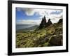 Old Man of Storr, Overlooking Loch Leathan and Raasay Sound, Trotternish, Isle of Skye, Scotland-Patrick Dieudonne-Framed Photographic Print