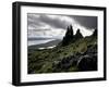 Old Man of Storr, Overlooking Loch Leathan and Raasay Sound, Trotternish, Isle of Skye, Scotland-Patrick Dieudonne-Framed Photographic Print