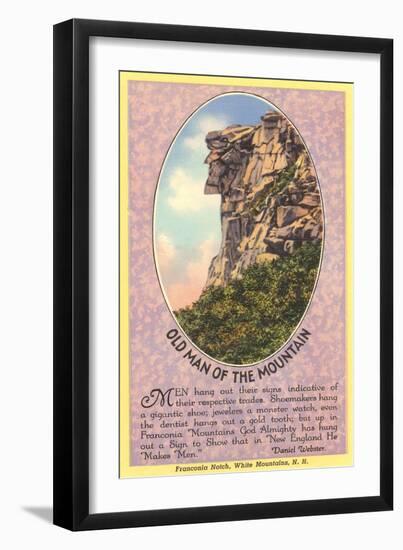 Old Man of the Mountain, Quote, New Hampshire-null-Framed Art Print